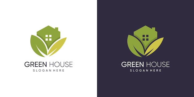 Groen huis logo ontwerp met modern abstract concept idee