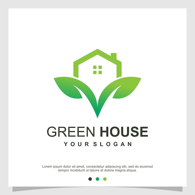 Groen huis logo-ontwerp premium vector