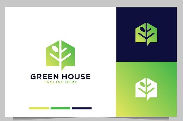 Groen huis modern logo-ontwerp