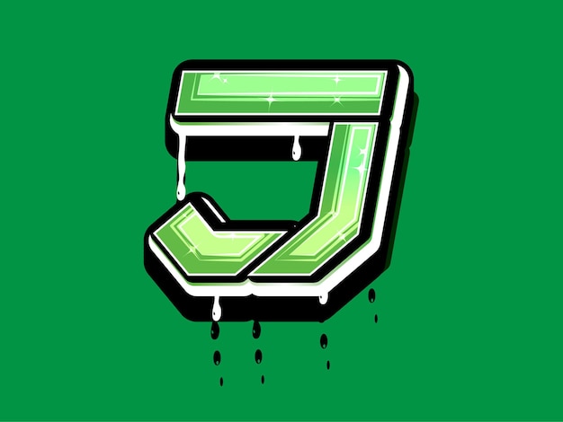 Groen J Letter Alfabet vector logo