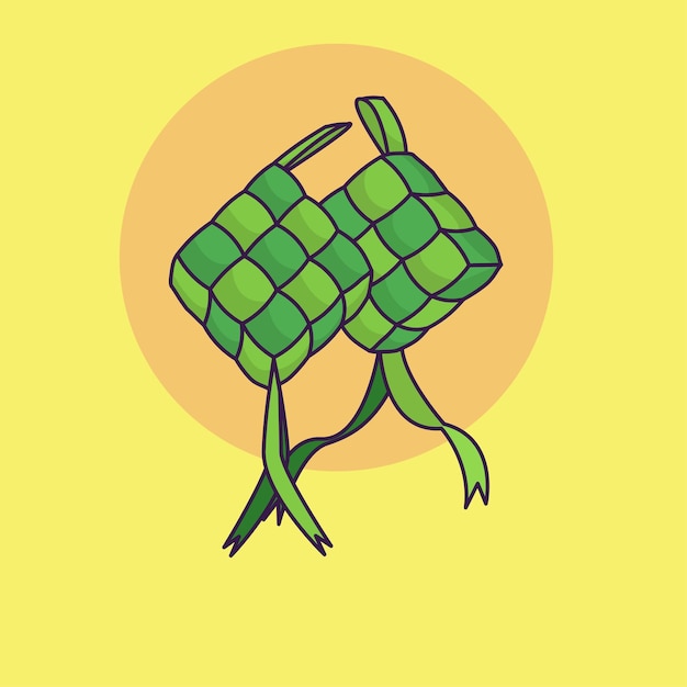 Groen ketupat-pictogram ketupat-voedsel voor mubarak-illustratie