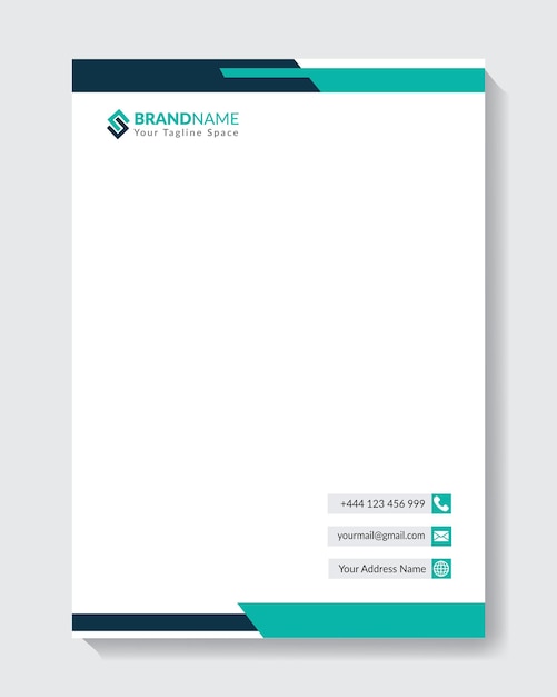 Groen kleur Drukbaar Blank briefhoofd Vrij vector bedrijf en bedrijf a4 grootte modern briefhoofd