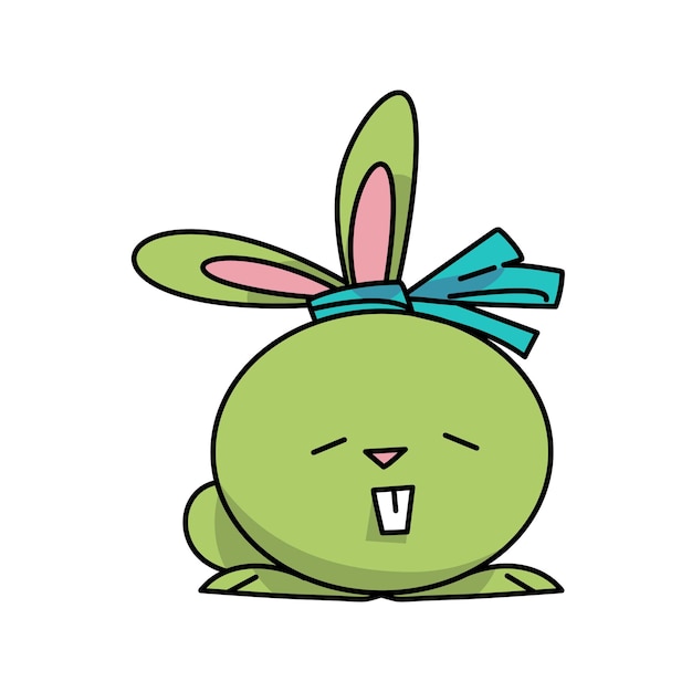 Groen konijn dat lijkt op paaseieren platte vectorillustratie
