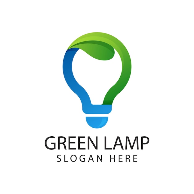 groen lamplogo, gloeilampenlamp, idee, creatief, innovatie, energielogo-ontwerp