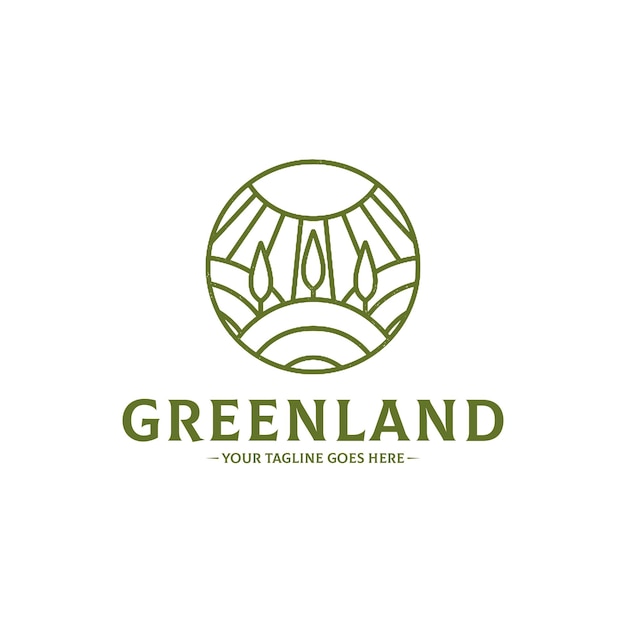 Groen landschap logo sjabloon geïsoleerd op wit