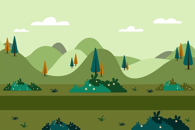 Groen landschap Spel achtergrond Cartoon