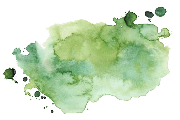 Groen met de hand geschilderde waterverf splash voor ecologie concept presentaties website verpakking banner