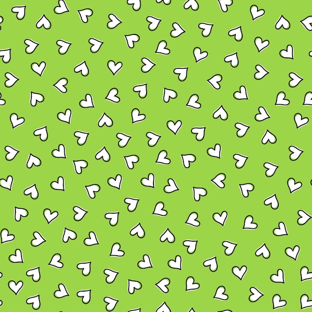 Groen naadloos patroon met kleine hartjes