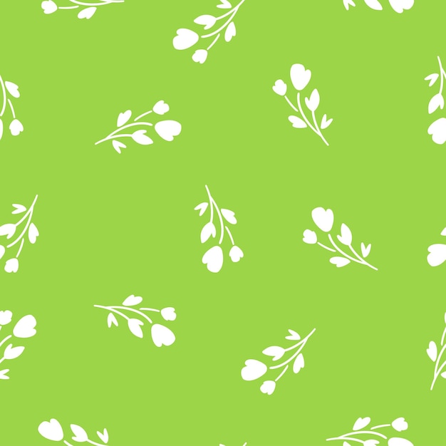 Groen naadloos patroon met witte bloemen