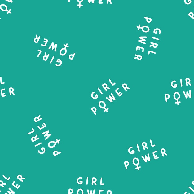 Groen naadloos patroon met witte girl power-tekst