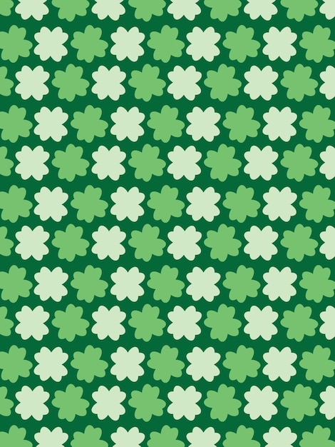 Groen naadloos vierbladige klaver shamrock vector patroon St Patrick's Day