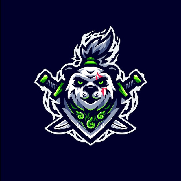 Vector groen panda esport-logo