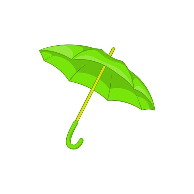 Groen paraplu icoon in cartoon stijl geïsoleerd op witte achtergrond Bescherming tegen regen symbool