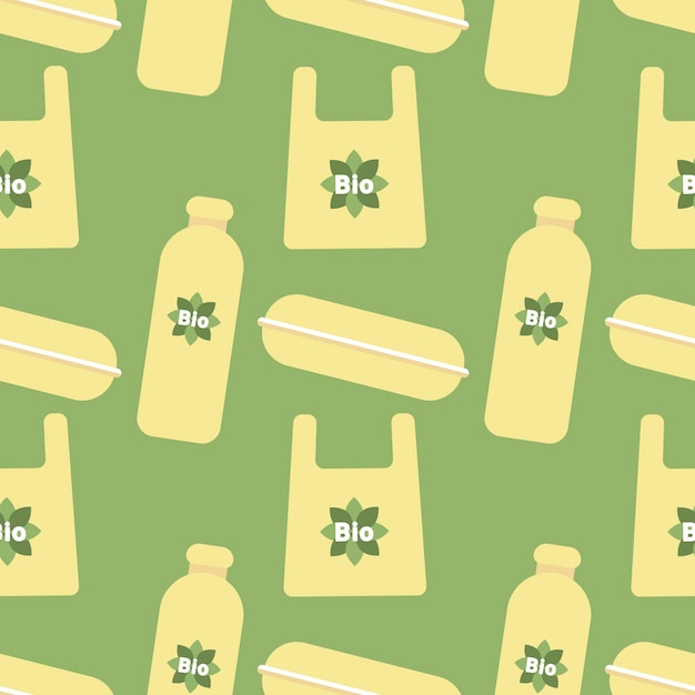 Groen patroon biologisch afbreekbare verpakking zak doos container fles Ecologie concept