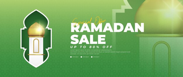 Groen Ramadan verkoop banner ontwerp geschikt voor retail promoties