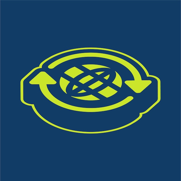 Groen Retro Isometric Vector Global Rotation Icon met bewerkbare achtergrond
