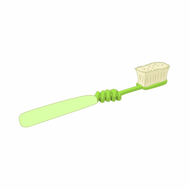 Groen tandenborstel icoon in cartoon stijl op een witte achtergrond
