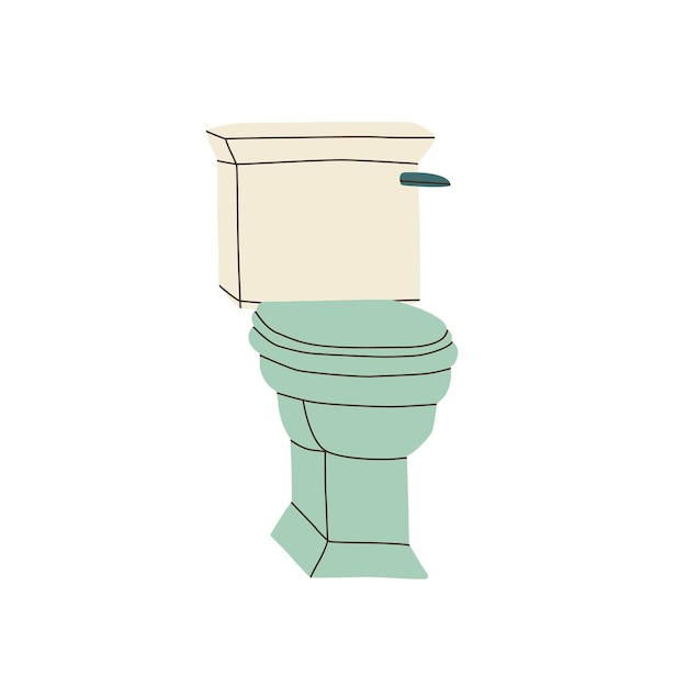 Groen toilet met witte stortbak Vector illustratie geïsoleerd op witte achtergrond