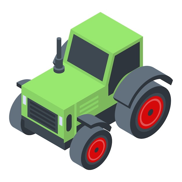 Vector groen tractorpictogram isometrisch van groen tractor vectorpictogram voor webontwerp dat op witte achtergrond wordt geïsoleerd