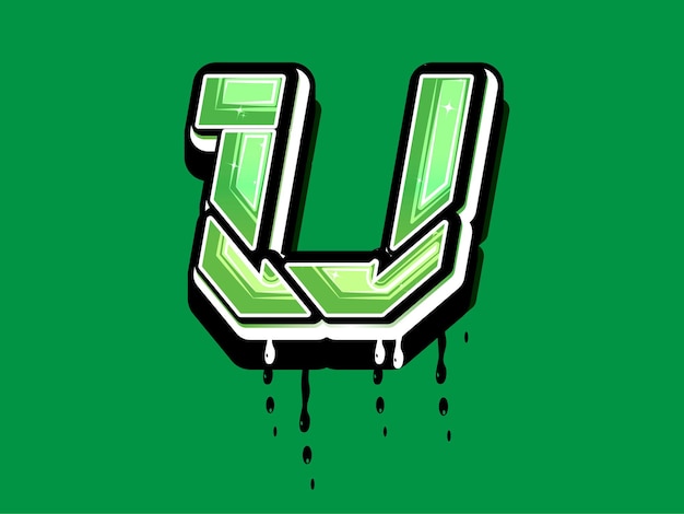 Groen U Letter Alfabet vector logo