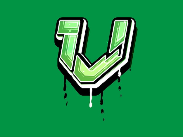Groen V Letter Alfabet vector logo