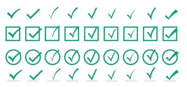 Groen vinkje Controleer het teken vectorpictogram Vectorsymbolen instellen heckmark Illustratie