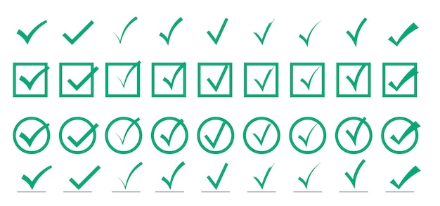 Groen vinkje Controleer het teken vectorpictogram Vectorsymbolen instellen heckmark Illustratie