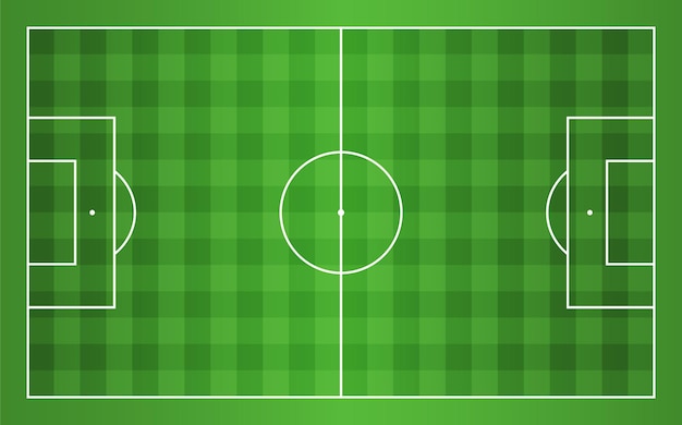 Vector groen voetbalveld of voetbalveld bovenaanzicht, realistisch voetbalveld met lijnen. voetbal veld.