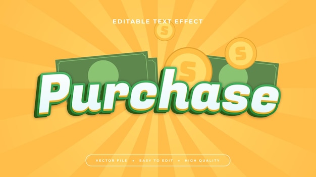 Groen wit en geel aankoop 3D bewerkbare tekst effect lettertype stijl