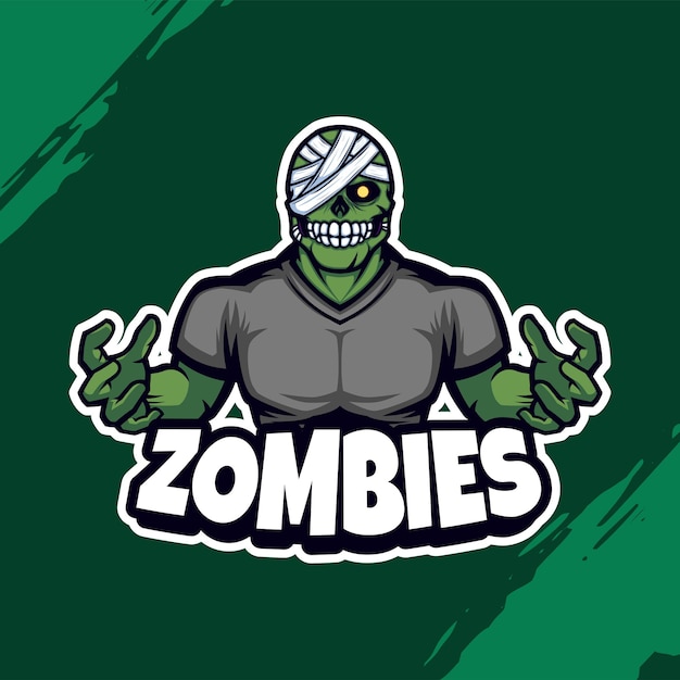 Vector groen zombie bodybuilder mascotte logo gewikkeld in verband