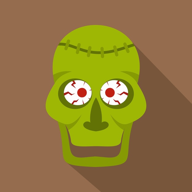 Groen zombieschedelpictogram Vlakke afbeelding van groen zombieschedel vectorpictogram voor web dat op koffieachtergrond wordt geïsoleerd