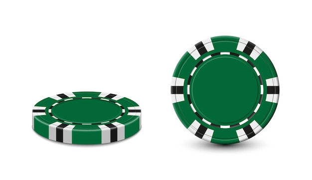 Groene 3D pokerchip geïsoleerd op een witte achtergrond Vector realistische decoratie