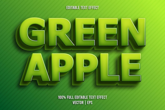 Groene appel bewerkbare teksteffect komische stijl