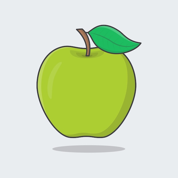 Groene Appel Fruit Cartoon Vector Illustratie Verse Appel Fruit Platte Pictogram Overzicht