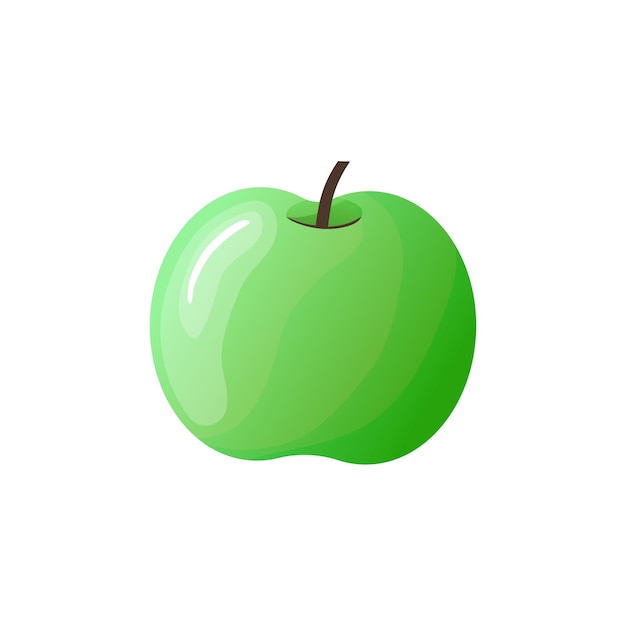 Groene appel geïsoleerd op witte achtergrond Vector illustratie in cartoon stijl