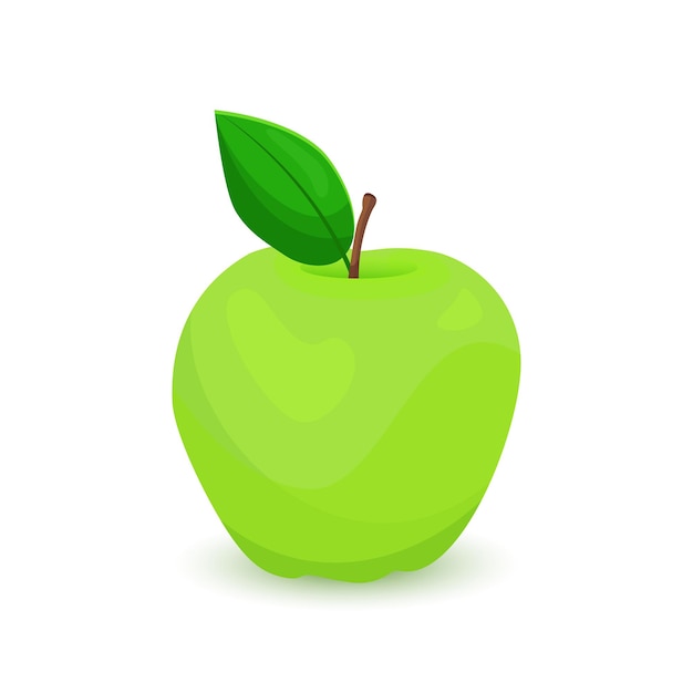 Groene appel met blad geïsoleerd op een witte achtergrond. Vector illustratie.