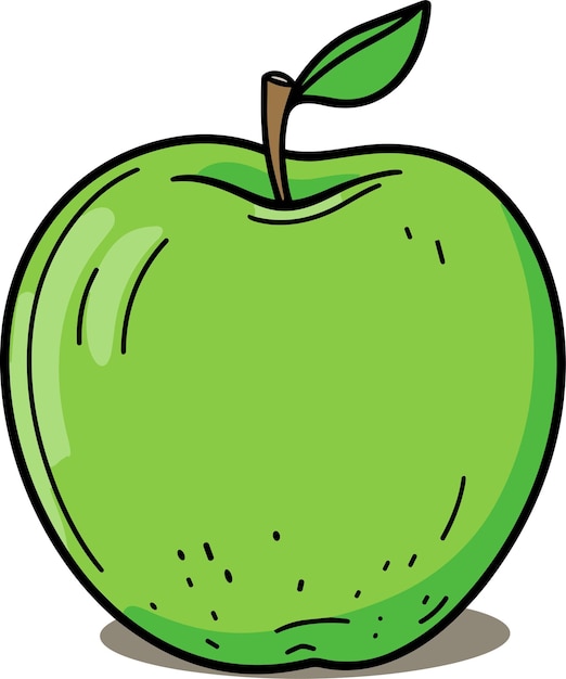 Groene appel met groene blad vectorillustratie