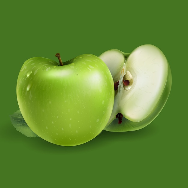Vector groene appels op een groene achtergrond