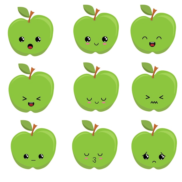 groene appelset kawaii