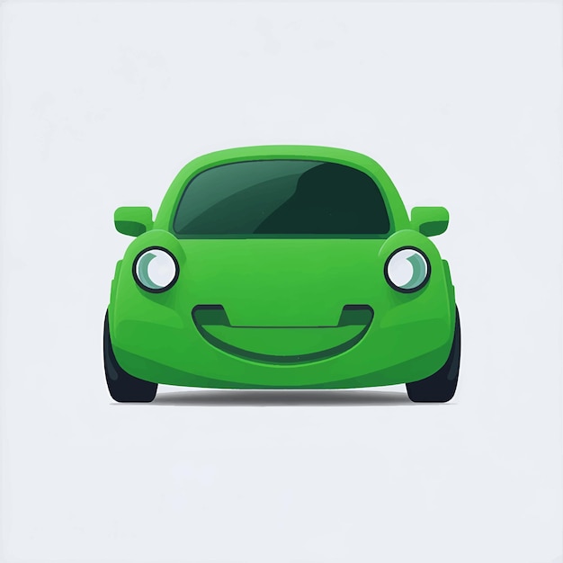 Groene auto emoticon grappige auto gezicht karakter glimlacht iconen vectorillustratie