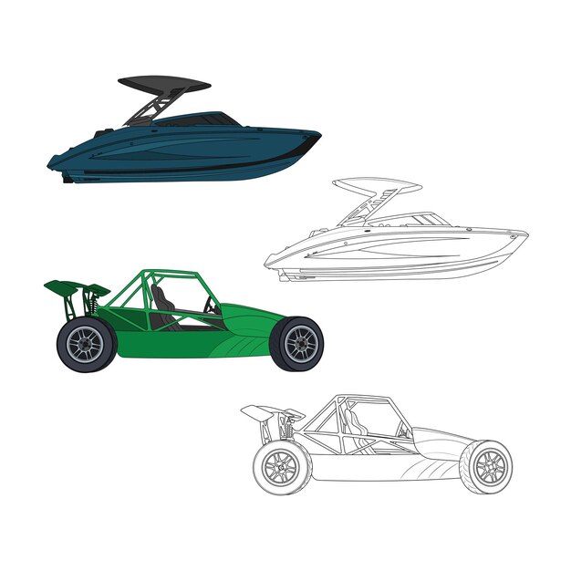 groene auto vectorillustratie Speedboot vectorillustratie