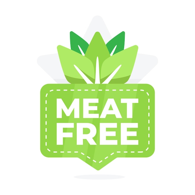 Groene badge met bladmotief die aangeeft dat een product vleesvrij is en geschikt is voor vegetariërs en veganisten