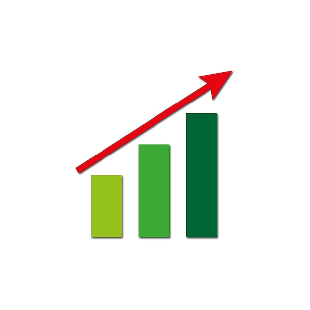 Groene balken rode pijl Groei voorraad diagram financiële grafiek Zakelijk succes Vector illustratie