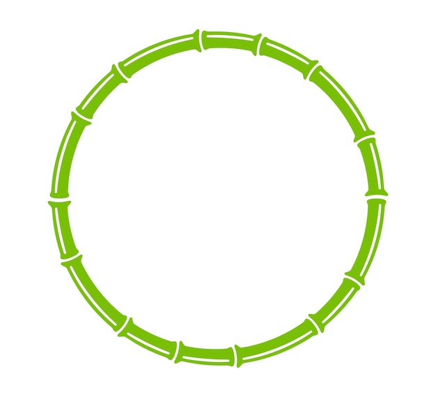 Groene bamboe stam cirkelframe natuurlijke ronde tekstvak bamboe tak grens leeg frame sjabloon vectorillustratie geïsoleerd in vlakke stijl op witte achtergrond