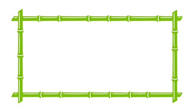 Groene bamboe stam rechthoek frame natuurlijke tekstvak bamboe tak grens leeg frame sjabloon vectorillustratie geïsoleerd in vlakke stijl op witte achtergrond