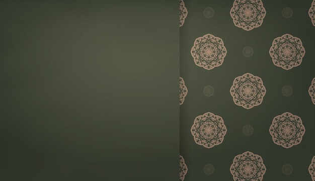 Groene banner met mandala bruin ornament en een plek onder het logo