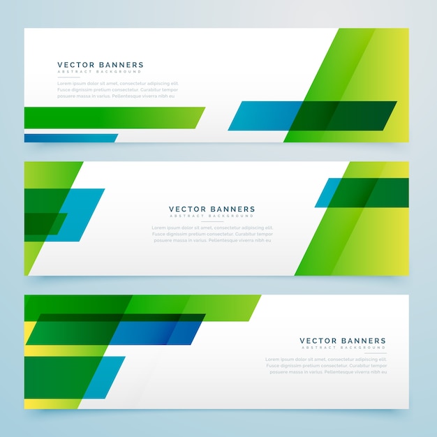 Groene bedrijfsstijl geometrische banners set