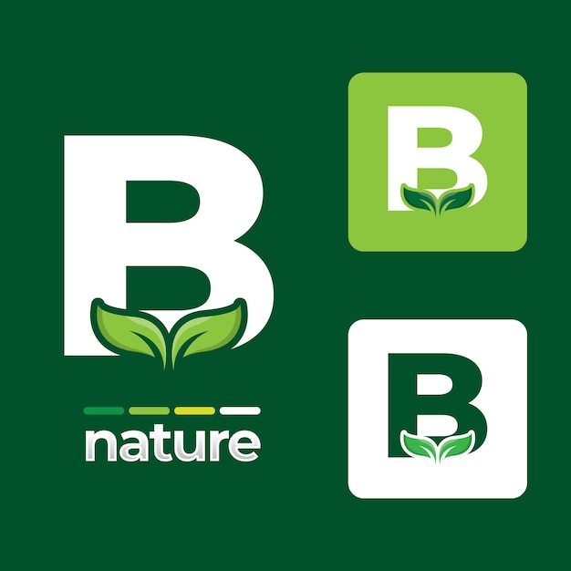 Groene blad logo pictogrammen ingesteld op letter B illustratie sjabloon laat elementen voor eco en bio logo's