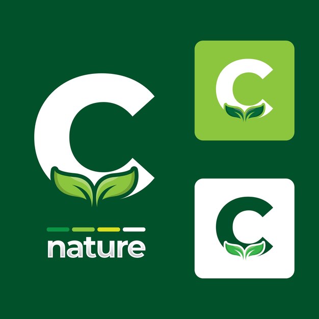 Groene blad logo pictogrammen ingesteld op letter C illustratie sjabloon bladeren Elementen voor eco en bio logo's