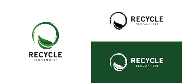 Groene bladcirkel recycling logo ecologie icoon ontwerpomgeving